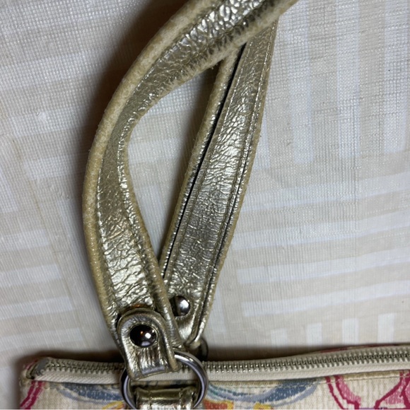 Large Coach Colorful Patterned Women's Bag- metallic handles, canvas Monogram C - Picture 10 of 16